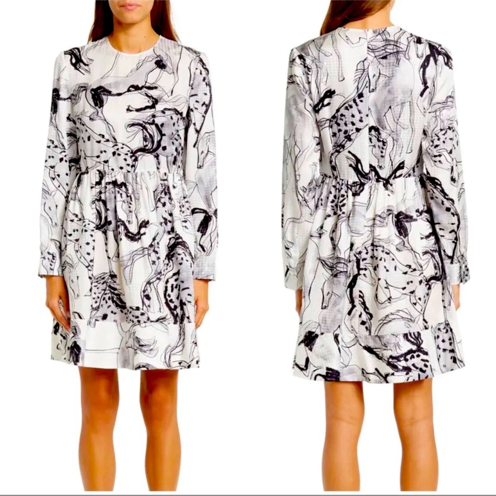Stella McCartney Kalyn Printed Silk-Jacquard Dress - White size 42 US large NWT